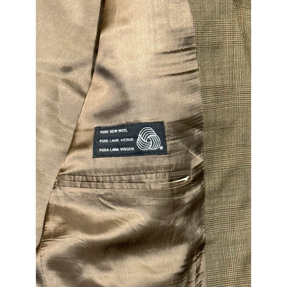 Vintage Chaps Ralph Lauren Blazer Mens 43R Wool Silk Glen Plaid Sport Coat Brown - Picture 14 of 16